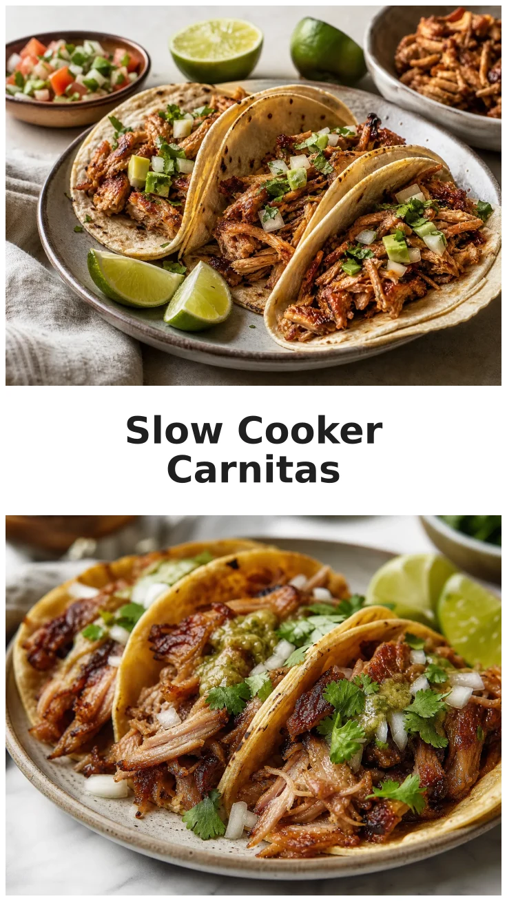 Crispy Slow Cooker Chicken Carnitas for Tacos
