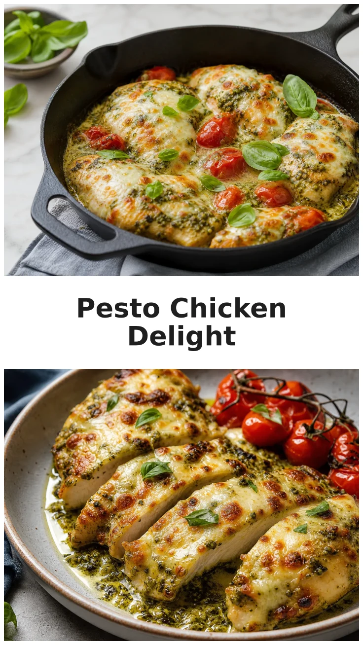 Cheesy Skillet Pesto Chicken Recipe for Easy Dinners Cheesy Skillet Pesto Chicken Recipe for Easy Dinners