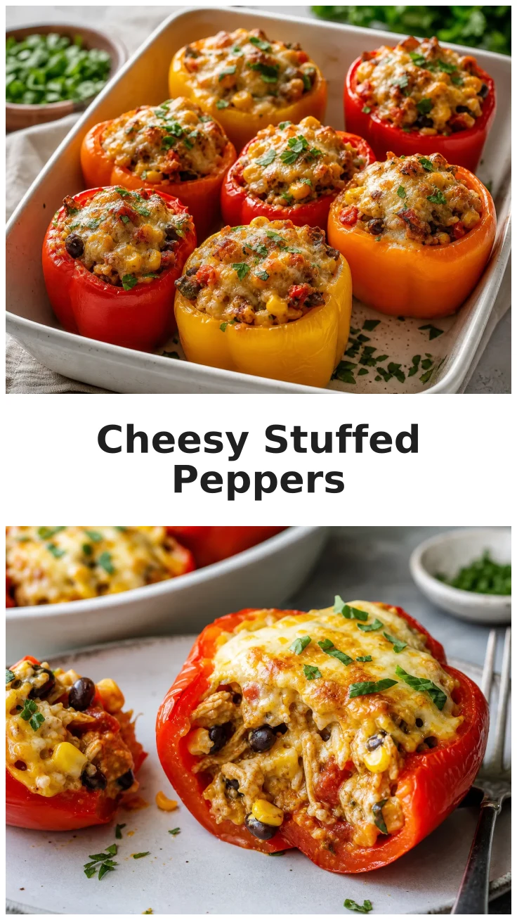 Cheesy Oven Chicken Stuffed Peppers for Dinner