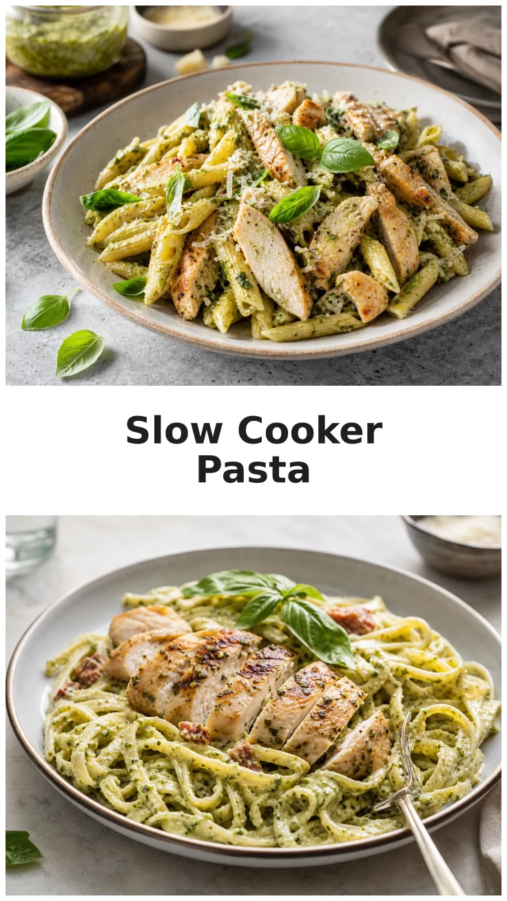 Creamy Slow Cooker Chicken Pesto Pasta for Family Dinners Creamy Slow Cooker Chicken Pesto Pasta for Family Dinners
