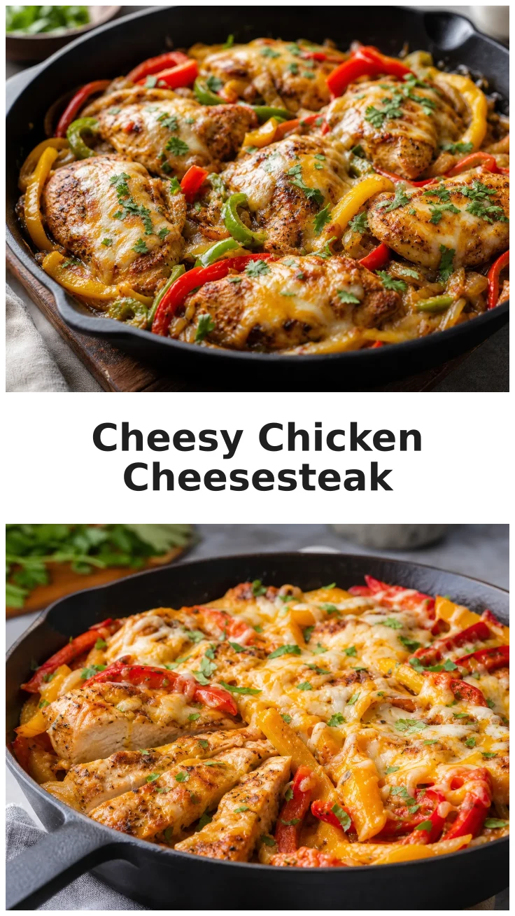 Cheesy Skillet Chicken Philly Cheesesteak Recipe