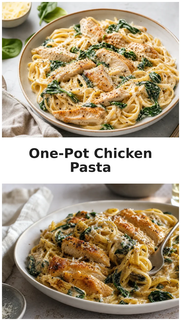 Creamy One-Pot Chicken Spinach Pasta Recipe for Busy Nights Creamy One-Pot Chicken Spinach Pasta Recipe for Busy Nights